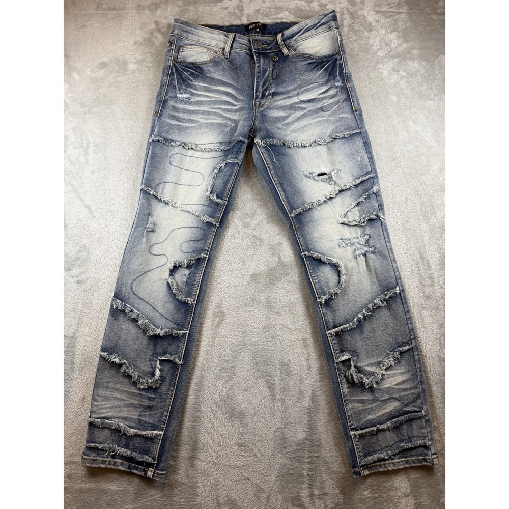 Encrypted Jeans Men's Size‎ 30 Distressed Sand Blasted Ripped Denim New